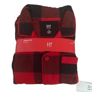 Gap Kids Red Plaid Fleece Pajama Set Loose Fit Size 8